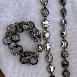 Gorgeous Smoky Grey Crystal Necklace & Bracelet